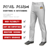 Custom Gray Red Pinstripe Fit Stretch Practice Pull  Up Baseball Pants
