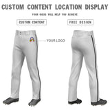 Custom Gray Red Pinstripe Fit Stretch Practice Pull  Up Baseball Pants