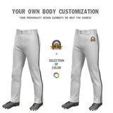 Custom Gray Red Pinstripe Fit Stretch Practice Pull  Up Baseball Pants