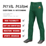 Custom Kelly Green White Pinstripe Fit Stretch Practice Pull  Up Baseball Pants