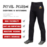 Custom Black White Pinstripe Fit Stretch Practice Pull  Up Baseball Pants