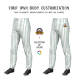 Custom White Kelly Green Pinstripe Fit Stretch Practice Pull  Up Baseball Pants