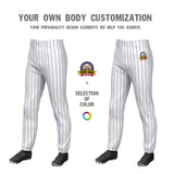 Custom White Purple Pinstripe Fit Stretch Practice Pull  Up Baseball Pants