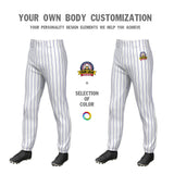 Custom White Royal Pinstripe Fit Stretch Practice Pull  Up Baseball Pants