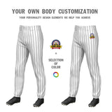 Custom White Black Pinstripe Fit Stretch Practice Pull  Up Baseball Pants