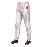 Custom Cadmium Orange Red Pinstripe Fit Stretch Practice Pull  Up Baseball Pants