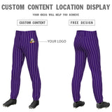 Custom Purple White Pinstripe Fit Stretch Practice Pull  Up Baseball Pants