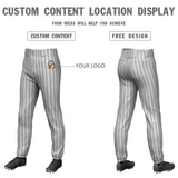 Custom Gray Black Pinstripe Fit Stretch Practice Pull  Up Baseball Pants