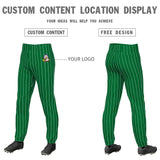 Custom Kelly Green White Pinstripe Fit Stretch Practice Pull  Up Baseball Pants