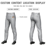 Custom Gray Navy Pinstripe Fit Stretch Practice Pull  Up Baseball Pants