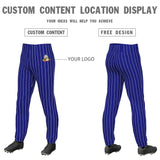 Custom Royal White Pinstripe Fit Stretch Practice Pull  Up Baseball Pants
