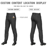 Custom Black White Pinstripe Fit Stretch Practice Pull  Up Baseball Pants