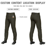 Custom Black Gold Pinstripe Fit Stretch Practice Pull  Up Baseball Pants