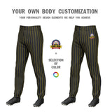 Custom Black Gold Pinstripe Fit Stretch Practice Pull  Up Baseball Pants