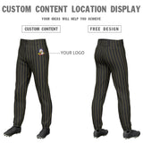 Custom Black Gold Pinstripe Fit Stretch Practice Pull  Up Baseball Pants