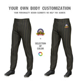 Custom Black Gold Pinstripe Fit Stretch Practice Pull  Up Baseball Pants