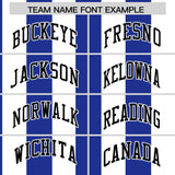 Custom White Royal Stripe Fashion Authentic Two-Button Baseball Jersey