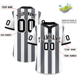 Custom White Dark Gray Stripe Fashion Authentic Two-Button Baseball Jersey