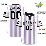 Custom White Light Purple Stripe Fashion Authentic Two-Button Baseball Jersey