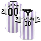 Custom White Light Purple Stripe Fashion Authentic Two-Button Baseball Jersey