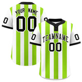 Custom White Neon Green Stripe Fashion Authentic Two-Button Baseball Jersey