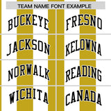 Custom White Old Gold Stripe Fashion Authentic Two-Button Baseball Jersey