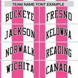 Custom White Pink Stripe Fashion Authentic Two-Button Baseball Jersey