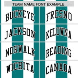 Custom White Aqua Stripe Fashion Authentic Two-Button Baseball Jersey