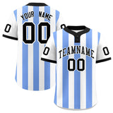 Custom White Light Blue Stripe Fashion Authentic Two-Button Baseball Jersey