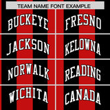 Custom Black Red Stripe Fashion Authentic Two-Button Baseball Jersey