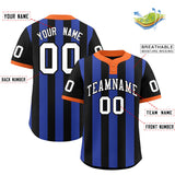 Custom Black Royal Stripe Fashion Authentic Two-Button Baseball Jersey