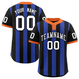 Custom Black Royal Stripe Fashion Authentic Two-Button Baseball Jersey