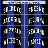 Custom Black Royal Stripe Fashion Authentic Two-Button Baseball Jersey