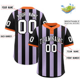 Custom Black Light Purple Stripe Fashion Authentic Two-Button Baseball Jersey