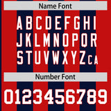 Custom Red Navy Stripe Fashion Authentic Two-Button Baseball Jersey