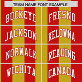 Custom Red Old Gold Stripe Fashion Authentic Two-Button Baseball Jersey