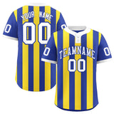 Custom Royal Gold Stripe Fashion Authentic Two-Button Baseball Jersey