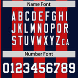 Custom Navy Red Stripe Fashion Authentic Two-Button Baseball Jersey