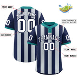 Custom Navy Silver Stripe Fashion Authentic Two-Button Baseball Jersey
