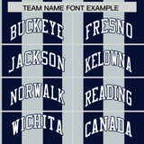 Custom Navy Silver Stripe Fashion Authentic Two-Button Baseball Jersey