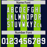 Custom Navy Neon Green Stripe Fashion Authentic Two-Button Baseball Jersey