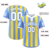 Custom Light Blue Gold Stripe Fashion Authentic Two-Button Baseball Jersey