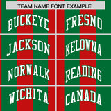 Custom Kelly Green Red Stripe Fashion Authentic Two-Button Baseball Jersey