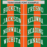 Custom Kelly Green Orange Stripe Fashion Authentic Two-Button Baseball Jersey