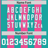 Custom Aqua Pink Stripe Fashion Authentic Two-Button Baseball Jersey