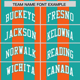 Custom Aqua Orange Stripe Fashion Authentic Two-Button Baseball Jersey