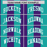 Custom Aqua Purple Stripe Fashion Authentic Two-Button Baseball Jersey