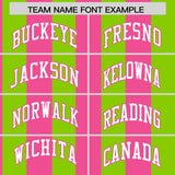 Custom Neon Green Pink Stripe Fashion Authentic Two-Button Baseball Jersey
