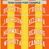 Custom Orange Gold Stripe Fashion Authentic Two-Button Baseball Jersey