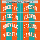 Custom Orange Aqua Stripe Fashion Authentic Two-Button Baseball Jersey